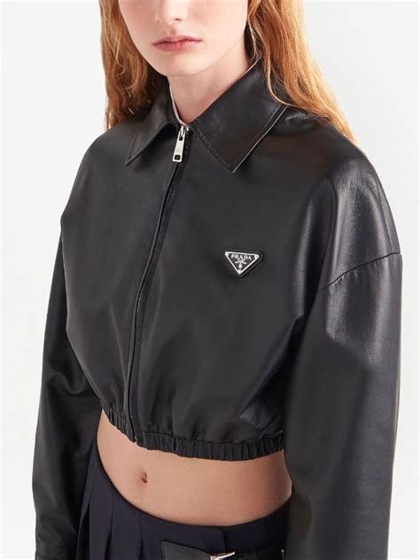 prada blue leather jacket|prada leather jacket women.